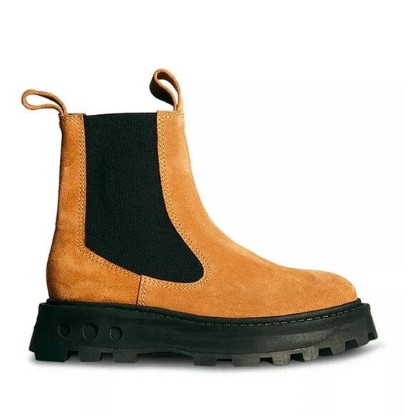 $600 SIMON MILLER Scrambler Pull On Combat Boots CHUNKY SUEDE CAMEL 39 (MG6) - Picture 1 of 8